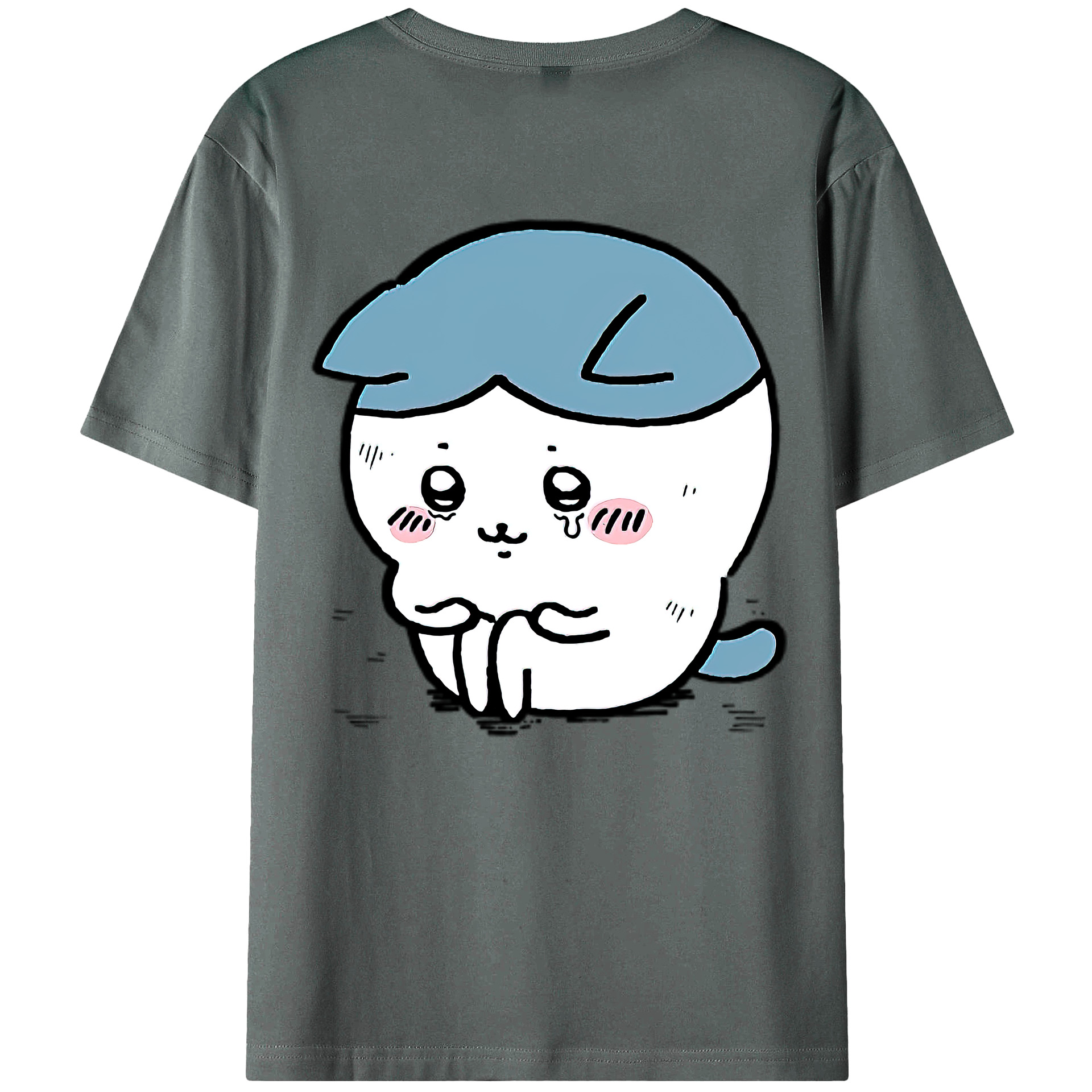 （画像用） ちいかわ ハチワレ Chii-kawa hachiware 綿100％ メンズ半袖Tシャツ（バックプリント） 通気性